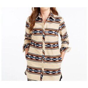 L L Bean Signature Beige/Multicolor Aztec Western Chamois Tunic Dress Women LR